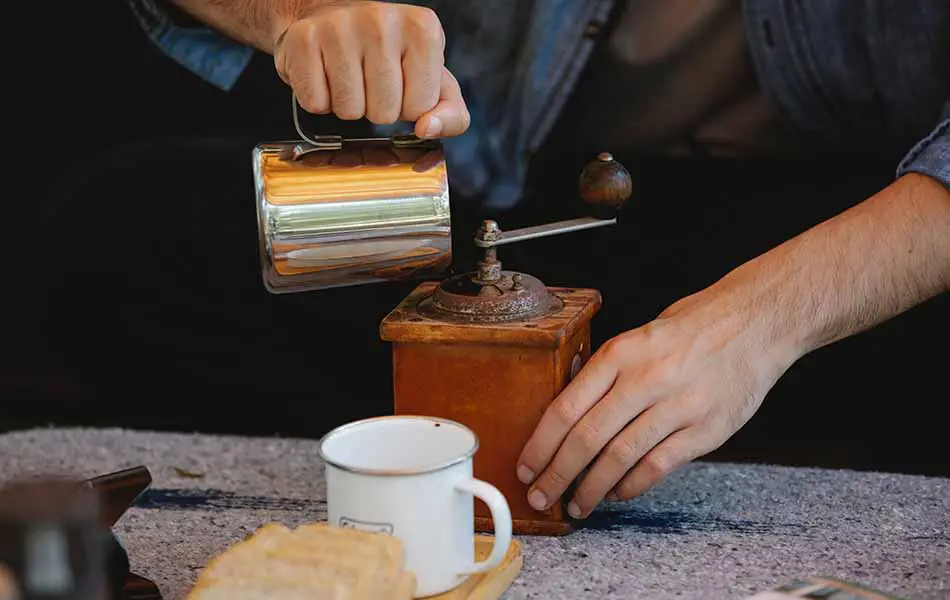 grinding coffee