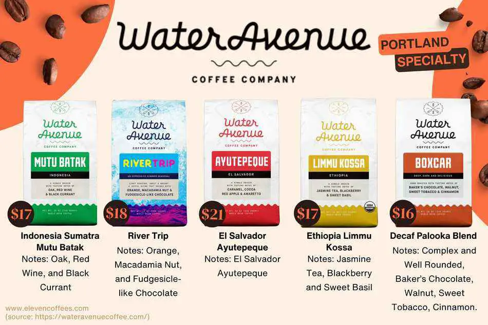 Water avenue special coffee blend originating from Indonesia, River trip, el salvador, ethiopia